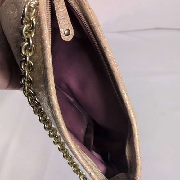 Coach Gold Chain Convertible Wristlet Purse Shoulder Bag Wallet Leather Glitter - Picture 10 of 16